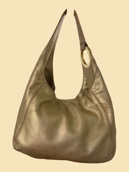 Michael Kors Handbags - MICHAEL KORS FULTON METALLIC GOLD HOBO SHOULDER BAG - EUC